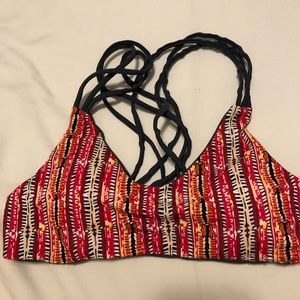 CUPSHE red pattern strap back bikini top